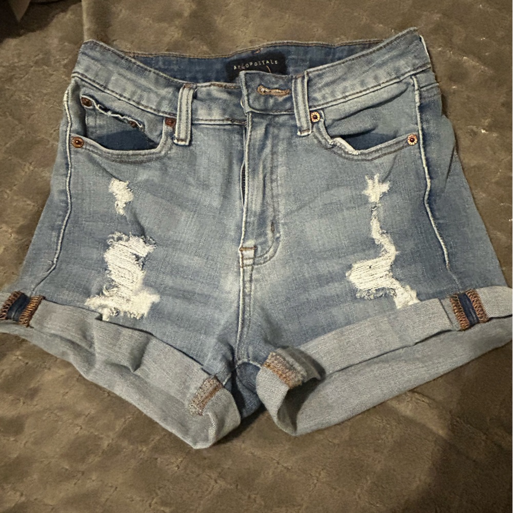 Aeropostale Light Blue Distressed Jean Shorts